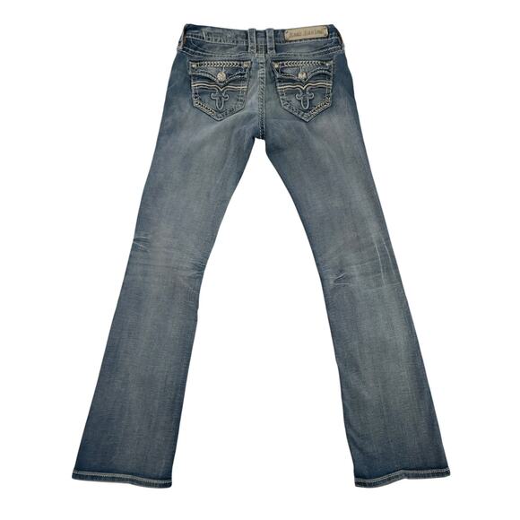 Rock Revival Women’s Jeans Size 28 Bootcut Blue Denim Embellished Pockets - Picture 2 of 9